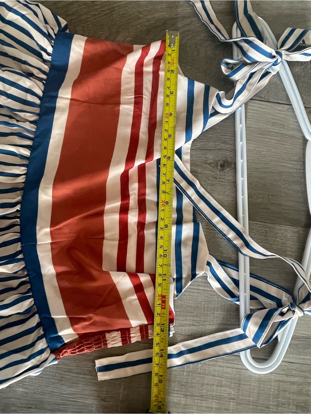 Women's Blue and Cream Striped Maxi Dress with Tie Straps - Picture 7 of 8